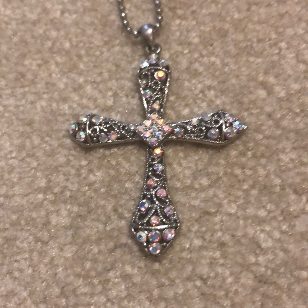 Large Cross necklace with bling